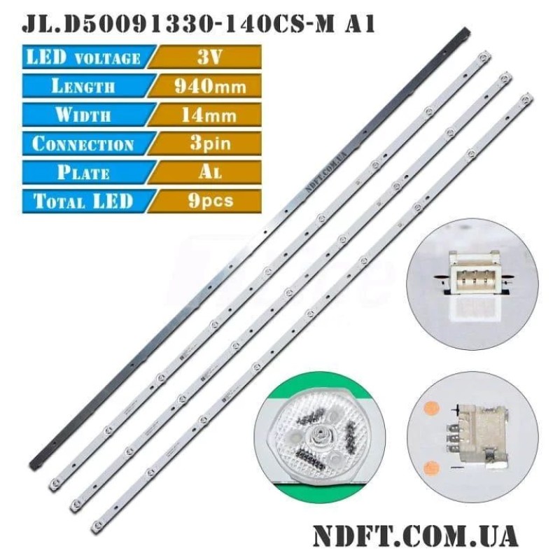 9 LED 6V 940 mm CONDOR 50" JL.D50091330-140ES-M_V1 BL200