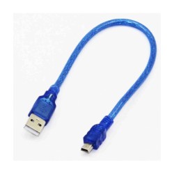 CABLE USB MINI USB 5 PINS BLEU 0.30 Mètre
