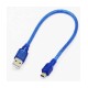 CABLE USB MINI USB 5 PINS BLEU 30 CM