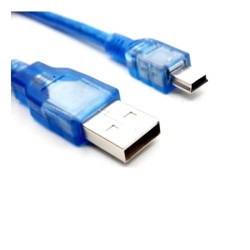CABLE USB MINI USB 5 PINS BLEU 0.30 Mètre