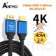 CABLE HDMI 3 MÈTRES 4K NOIR BLINDE