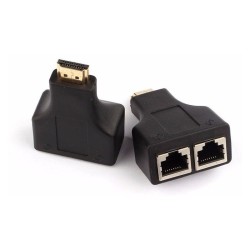 EXTENSEUR 30 Mètres 2 CABLES RJ45 NOIR