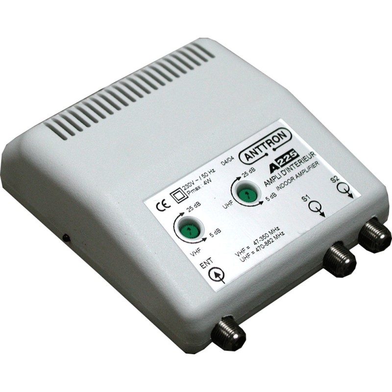 AMPLI UHF VHF 27 DB 2 SORTIE A225 ANTTRON AMPLI UHF VHF 27 DB 2 SORTIE A225 ANTTRON