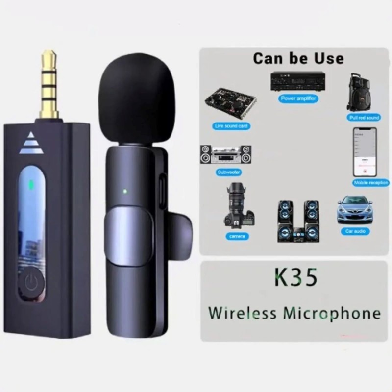 Microphone sans fil K35 pour appareils compatibles 3,5 mm