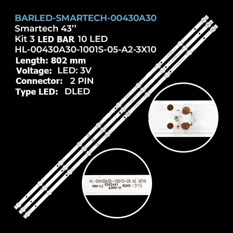 8 LED 3V 809 mm VEGA 43 HL00430A30 BL434