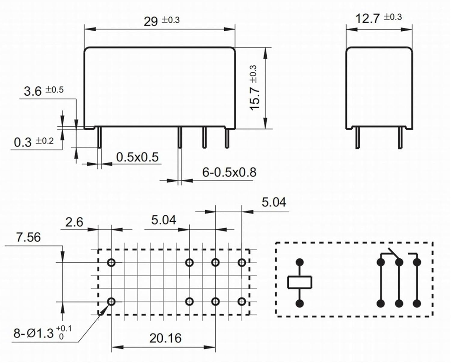 RELAIS 12V 8 COSSE 1 LAME 16A OMRON